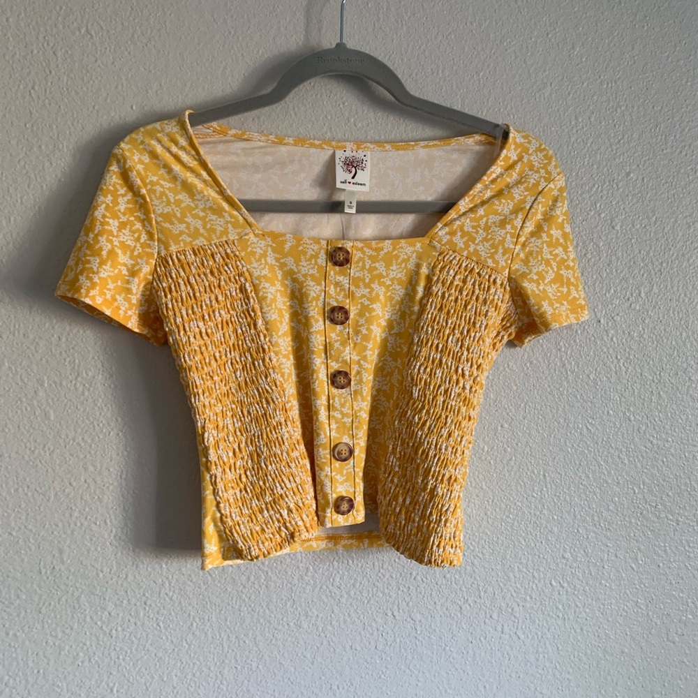 Yellow floral crop top